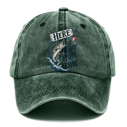 Here Fishy Fishy Bass Splash Classic Cap – Forest Mist