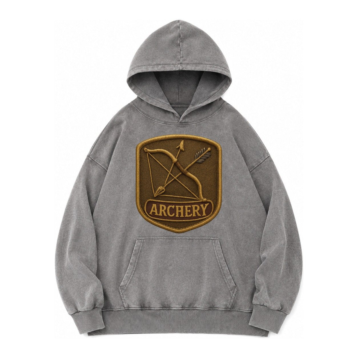 Bow And Arrow Crossed Archery Enthusiast Vintage Washed Hoodie – Grey