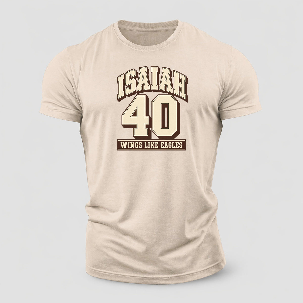 Isaiah 40 Varsity Chapel Varsity Cotton T-Shirt – Sand