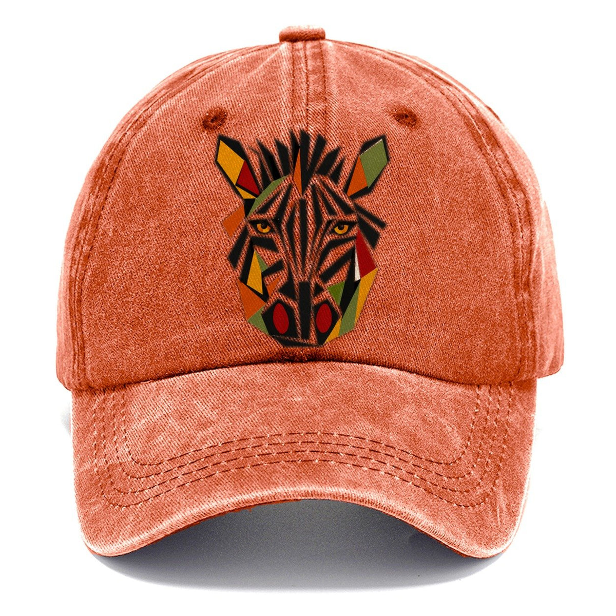 Zebra Geometric Stripes Classic Cap – Terracotta Clay