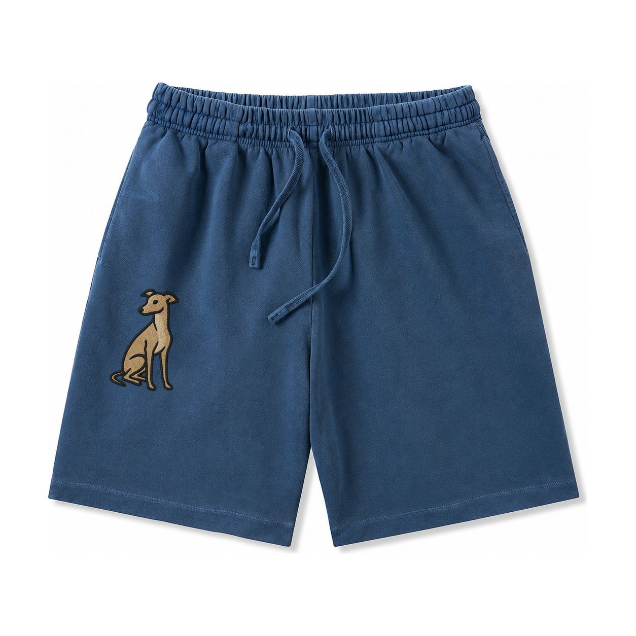 Whippet Fawn Colored Design Washed Shorts – Denim Blue