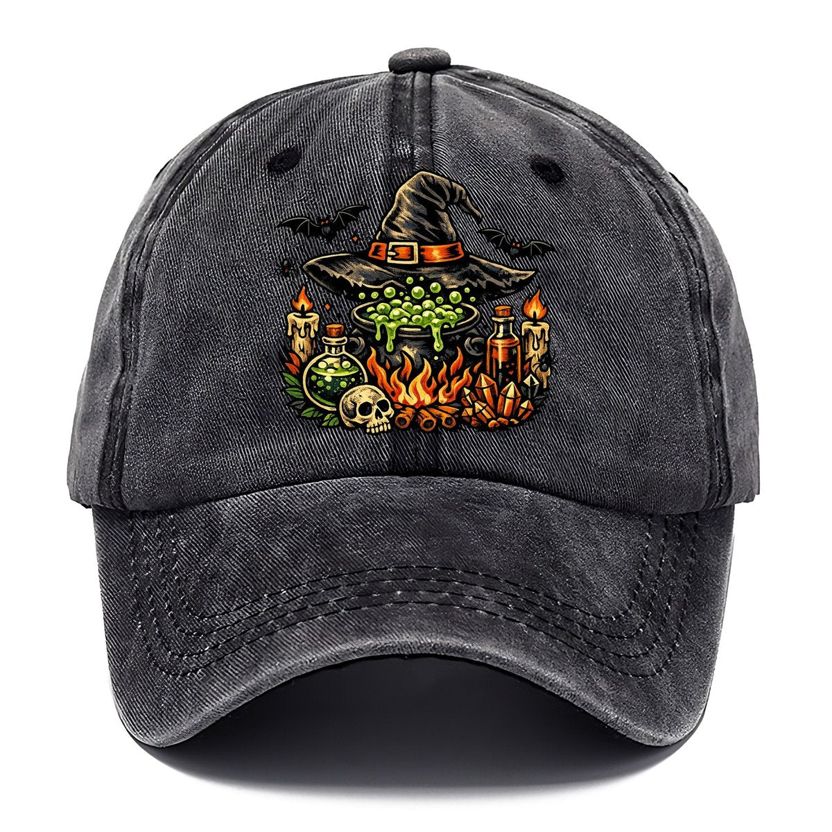 Witch Cauldron Skull Hat Classic Cap – Graphite