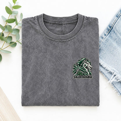 Saudi Arabia Country Pride Left Chest Vintage T-shirt – Grey