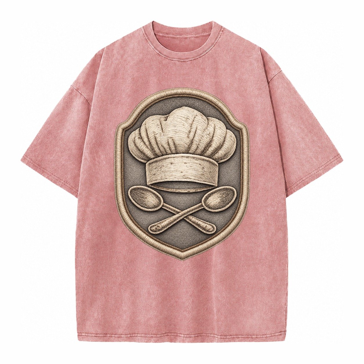 Cooking Chef Hat Toque Blanche With Crossed Spoons In Vintage T-shirt – Dusty Rose