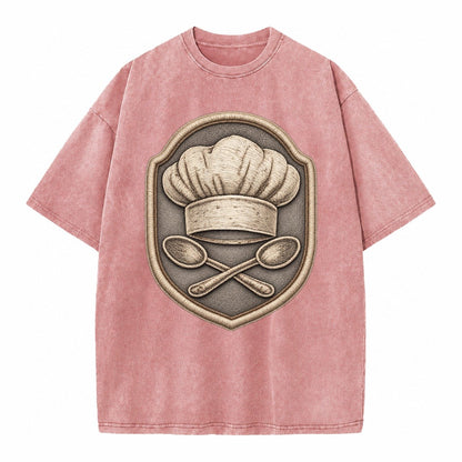 Cooking Chef Hat Toque Blanche With Crossed Spoons In Vintage T-shirt – Dusty Rose