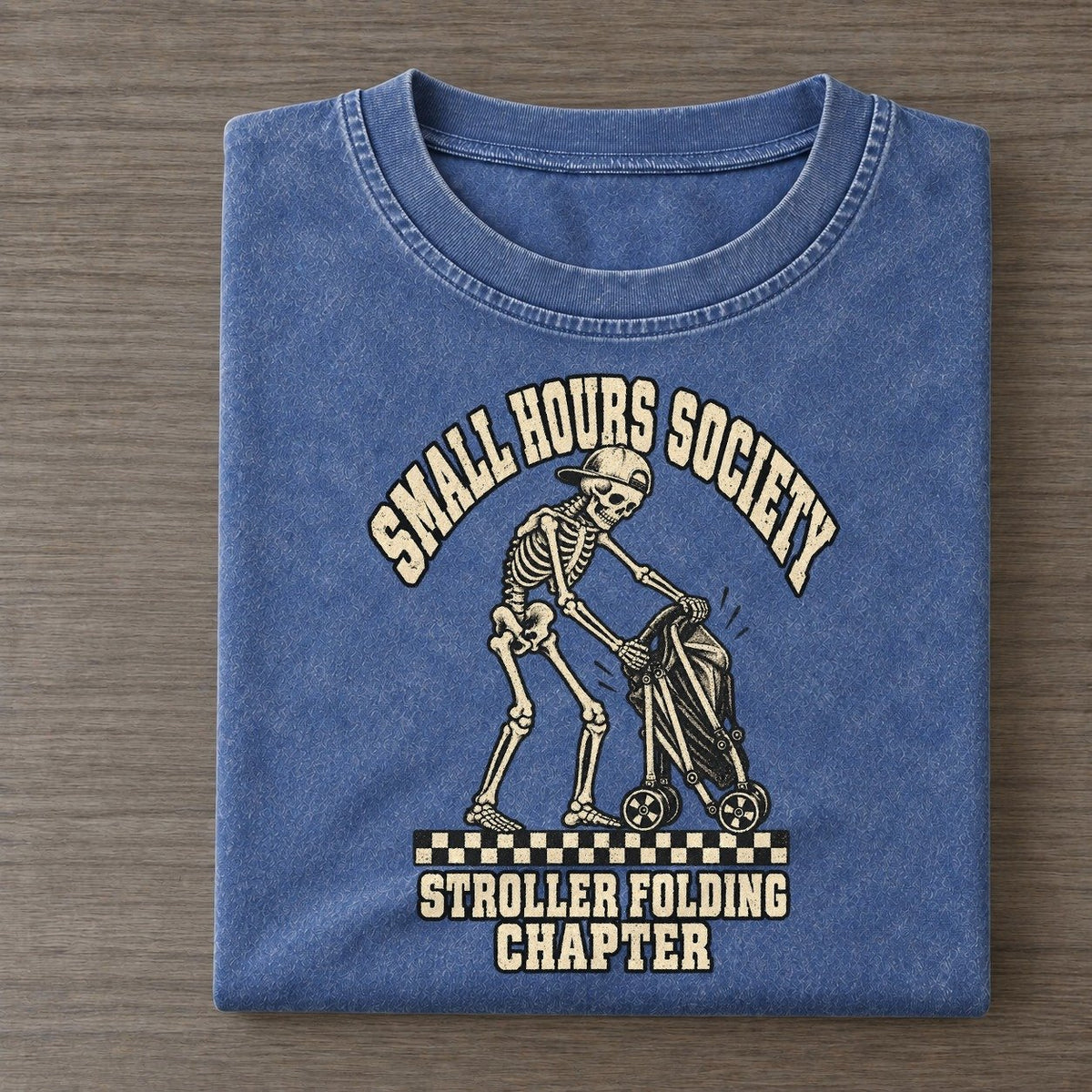 Stroller Fold Small Hours Society Vintage T-shirt – Washed Blue