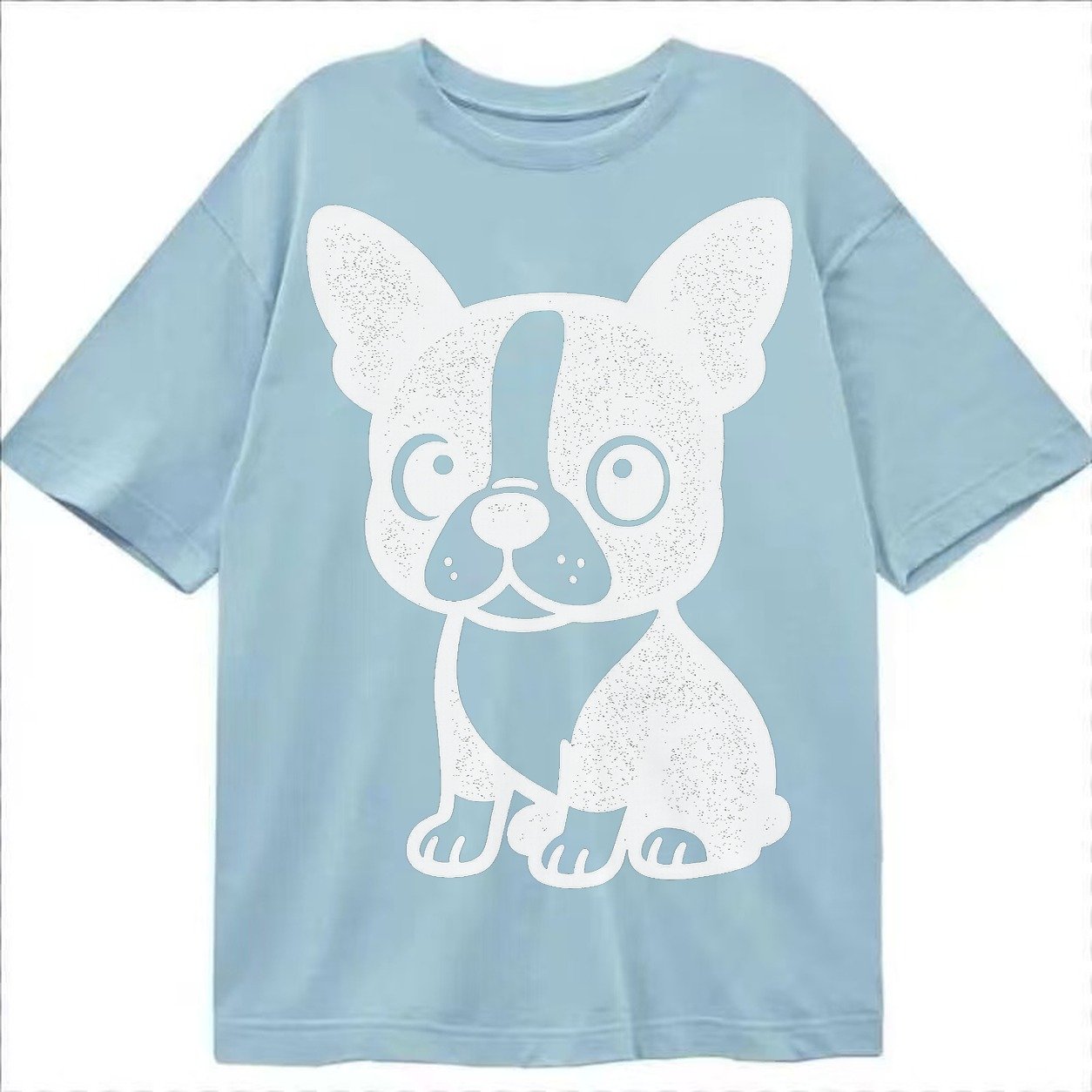 Boston Terrier Black And White Sitting Pose With Tuxedo Mark Classic T-shirt – Light Blue