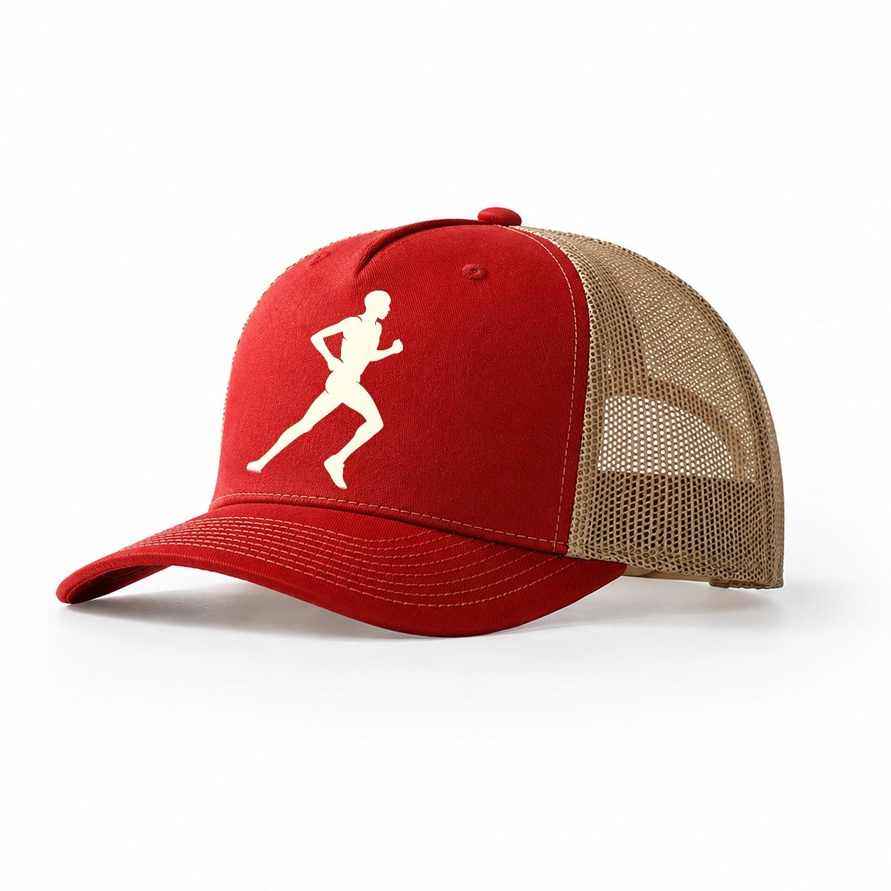 Kenyan Distance Runner Stride Trucker Hat – Red-Khaki