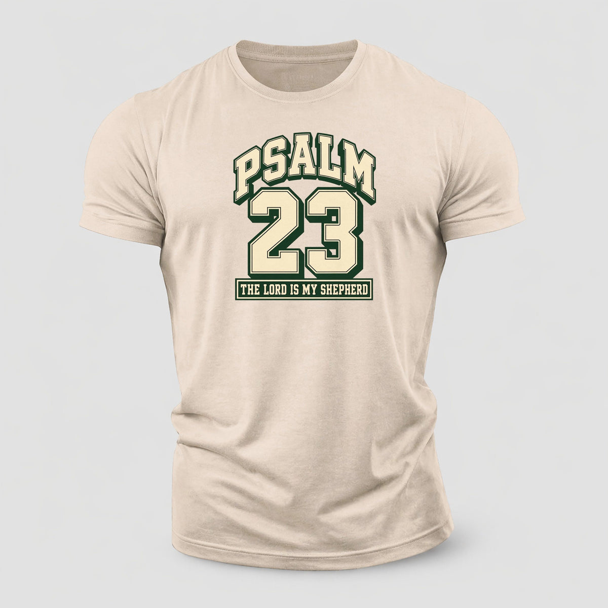 Psalm 23 Varsity Chapel Varsity Cotton T-Shirt – Sand
