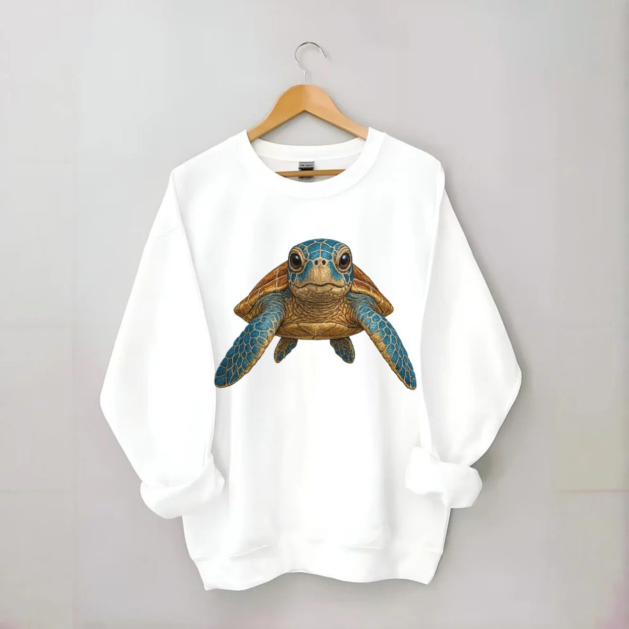 Sea Turtle Serenity Crewneck Sweatshirt – White