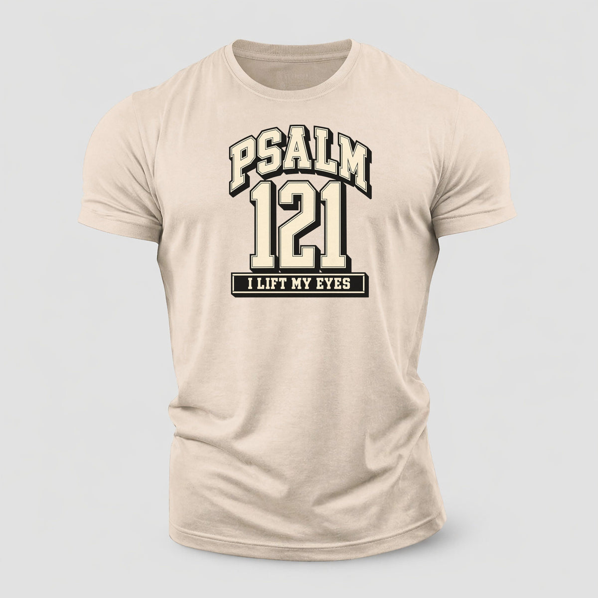 Psalm 121 Varsity Chapel Varsity Cotton T-Shirt – Sand