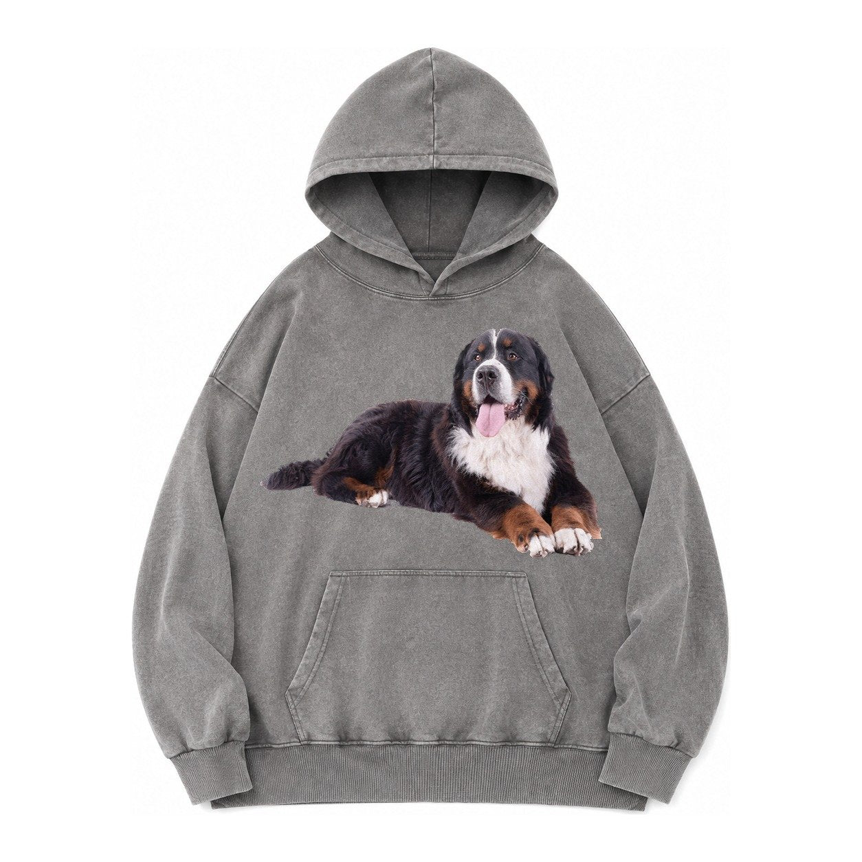 Bernese Mountain Dog Vintage Washed Hoodie – Grey