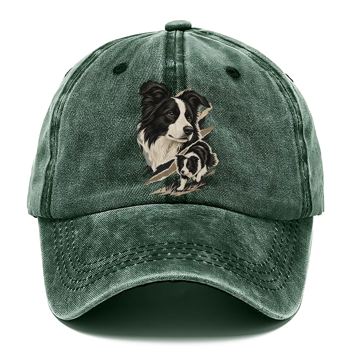 Border Collie Portrait and Pup Classic Cap – Forest Mist