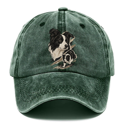 Border Collie Portrait and Pup Classic Cap – Forest Mist