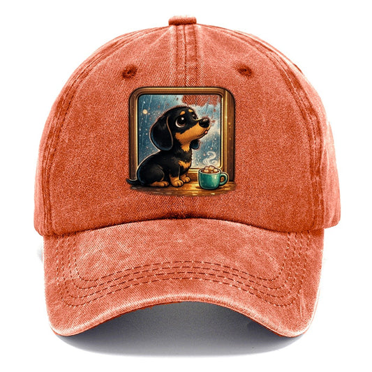 Dachshund Watching Rain Classic Cap – Terracotta Clay