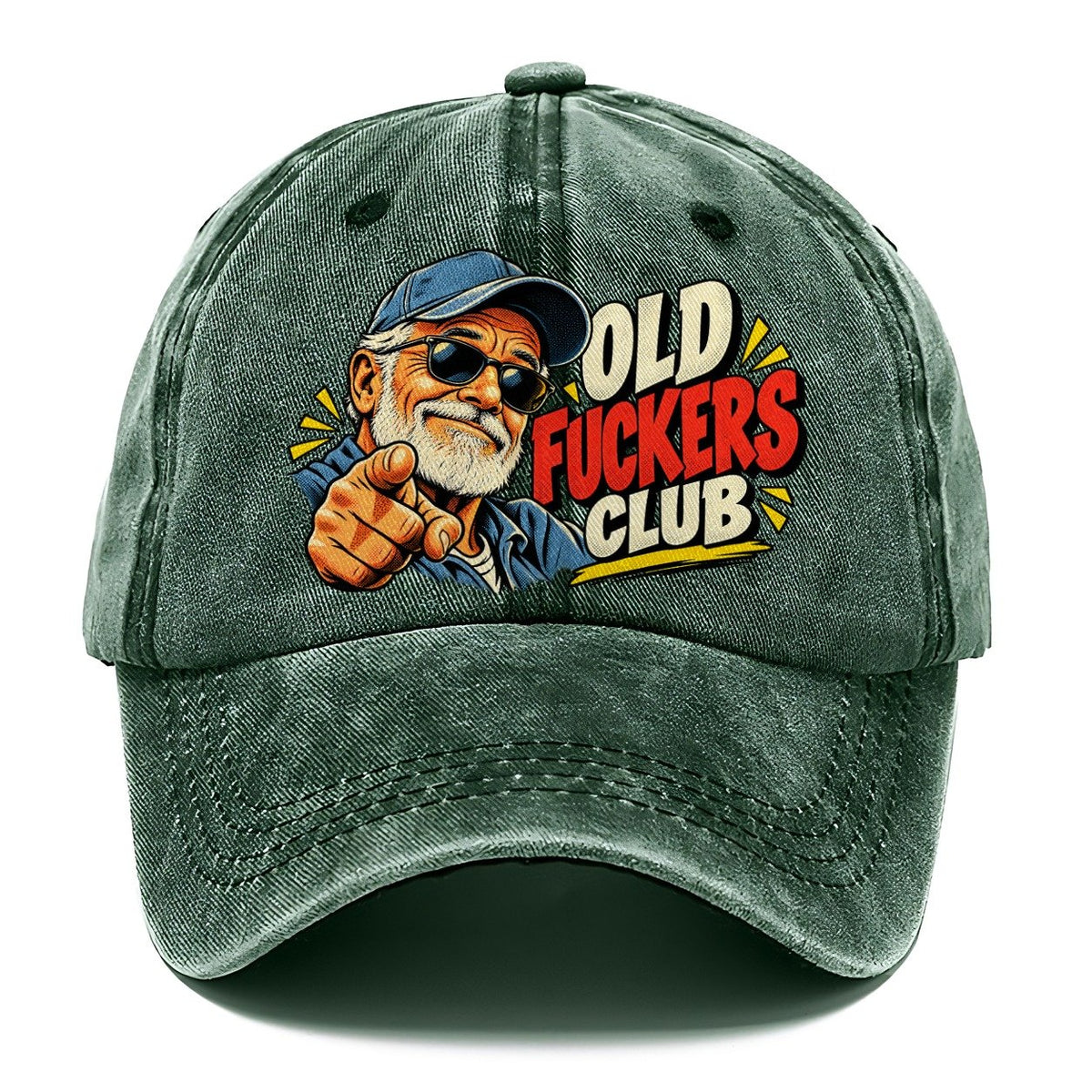 Old Fuckers Club Pointing Grandpa Classic Cap – Forest Mist