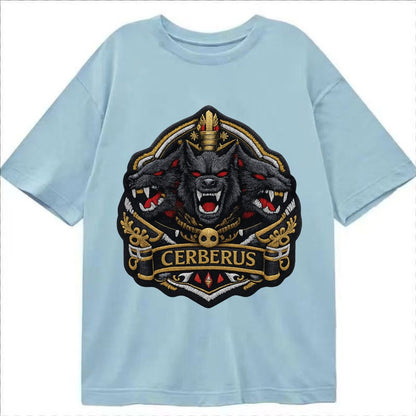 Embroidered Patch Design Cerberus Three Heads Triple Hound I Classic T-shirt – Light Blue