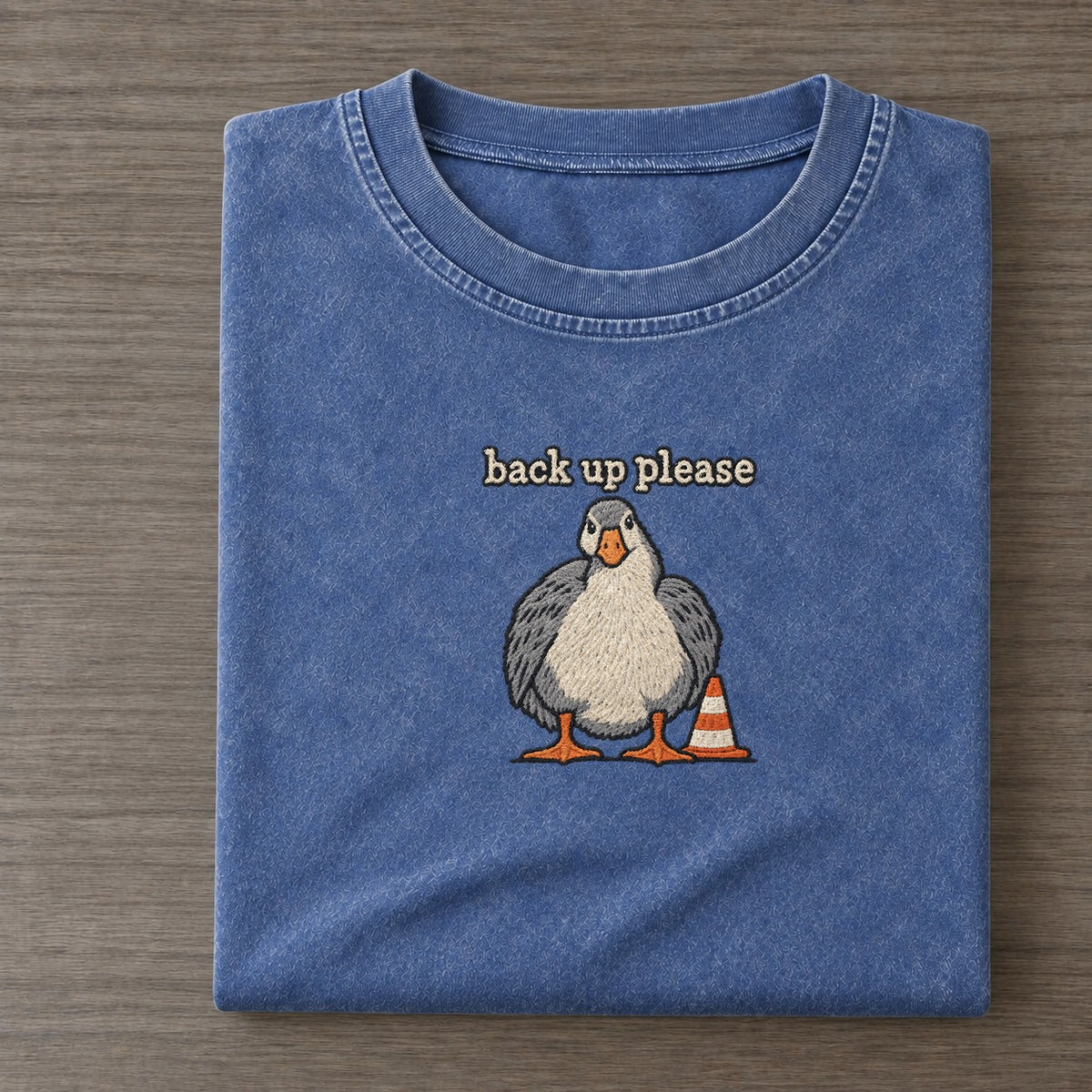 Back Up Please Strongly Worded Vintage T-shirt – Washed Blue