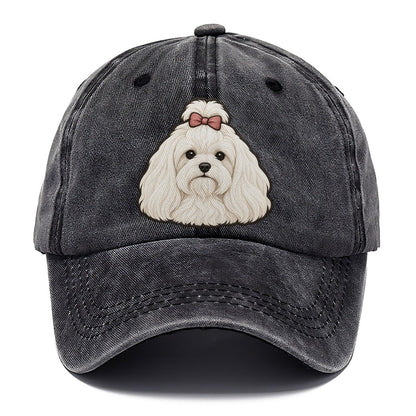 Maltese Topknot Bow Fan Favorites Classic Cap – Graphite