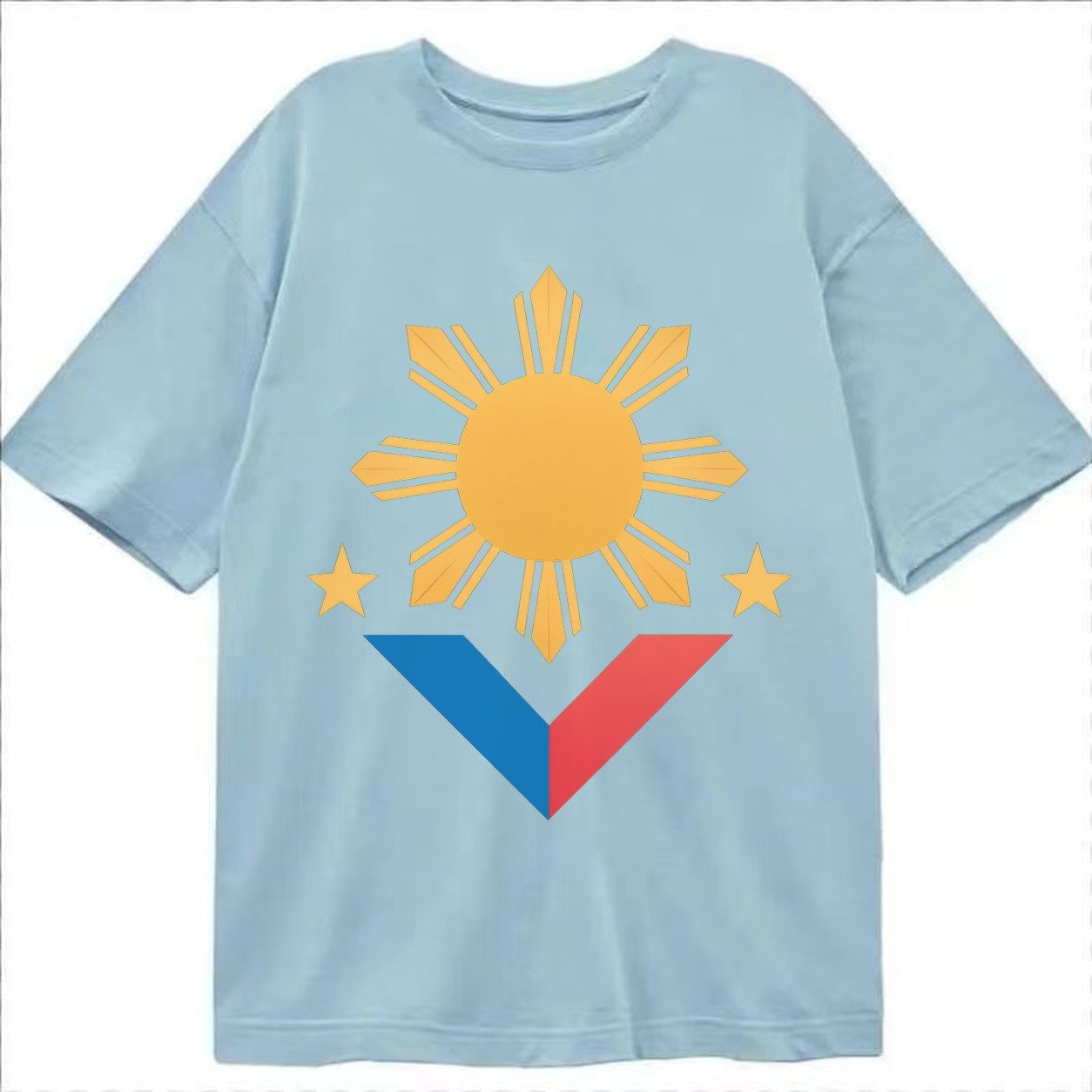 Philippines Flag Sun And Classic T-shirt – Light Blue