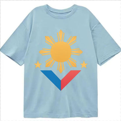 Philippines Flag Sun And Classic T-shirt – Light Blue