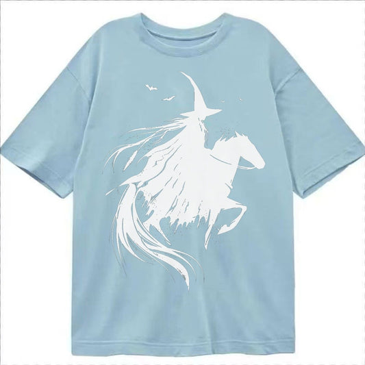 Witch On Horse Classic T-shirt – Light Blue
