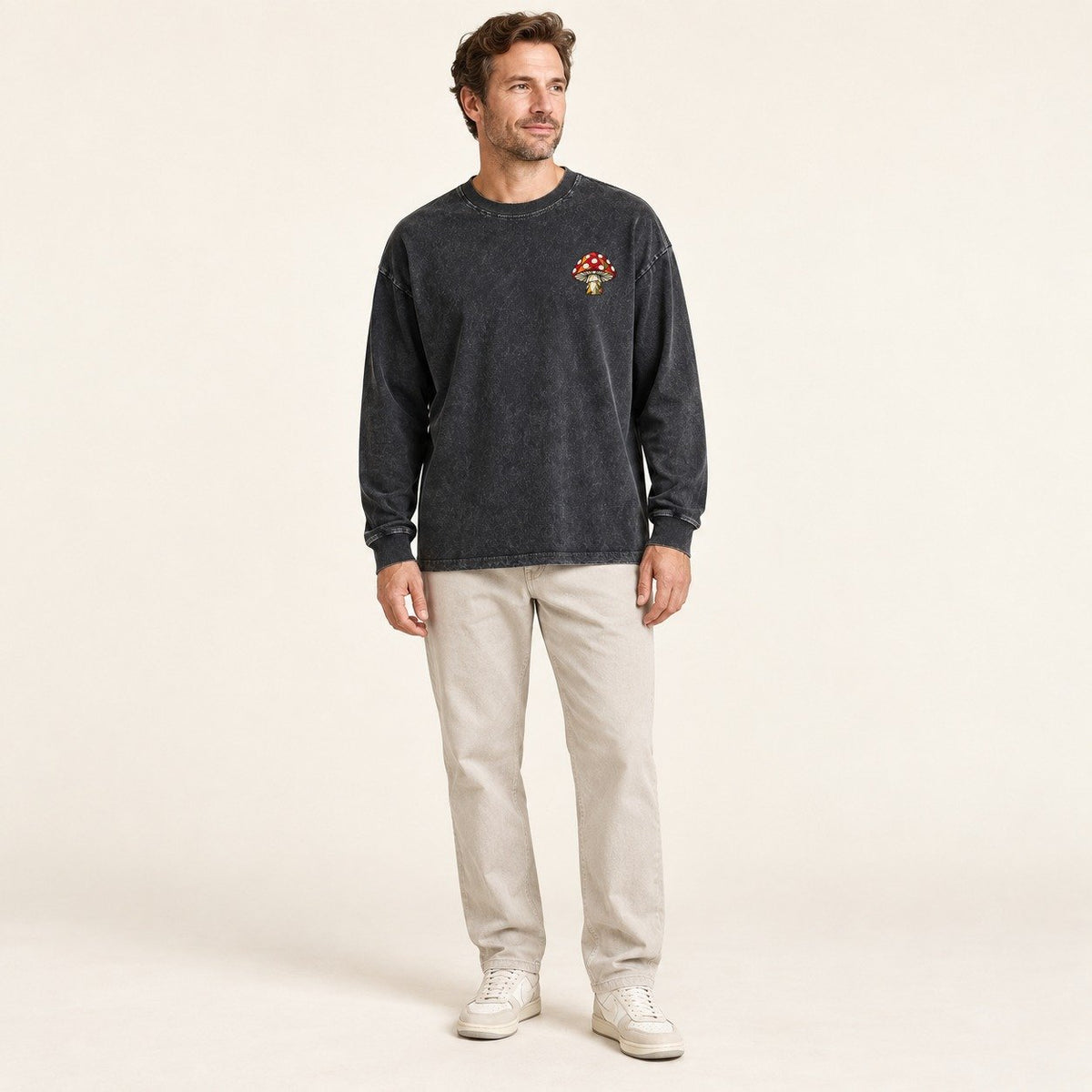 Black — worn by a model