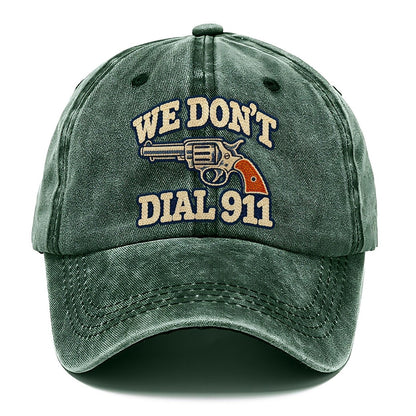 Denim Chainstitch We Don't Dial 911 Classic Cap – Forest Mist
