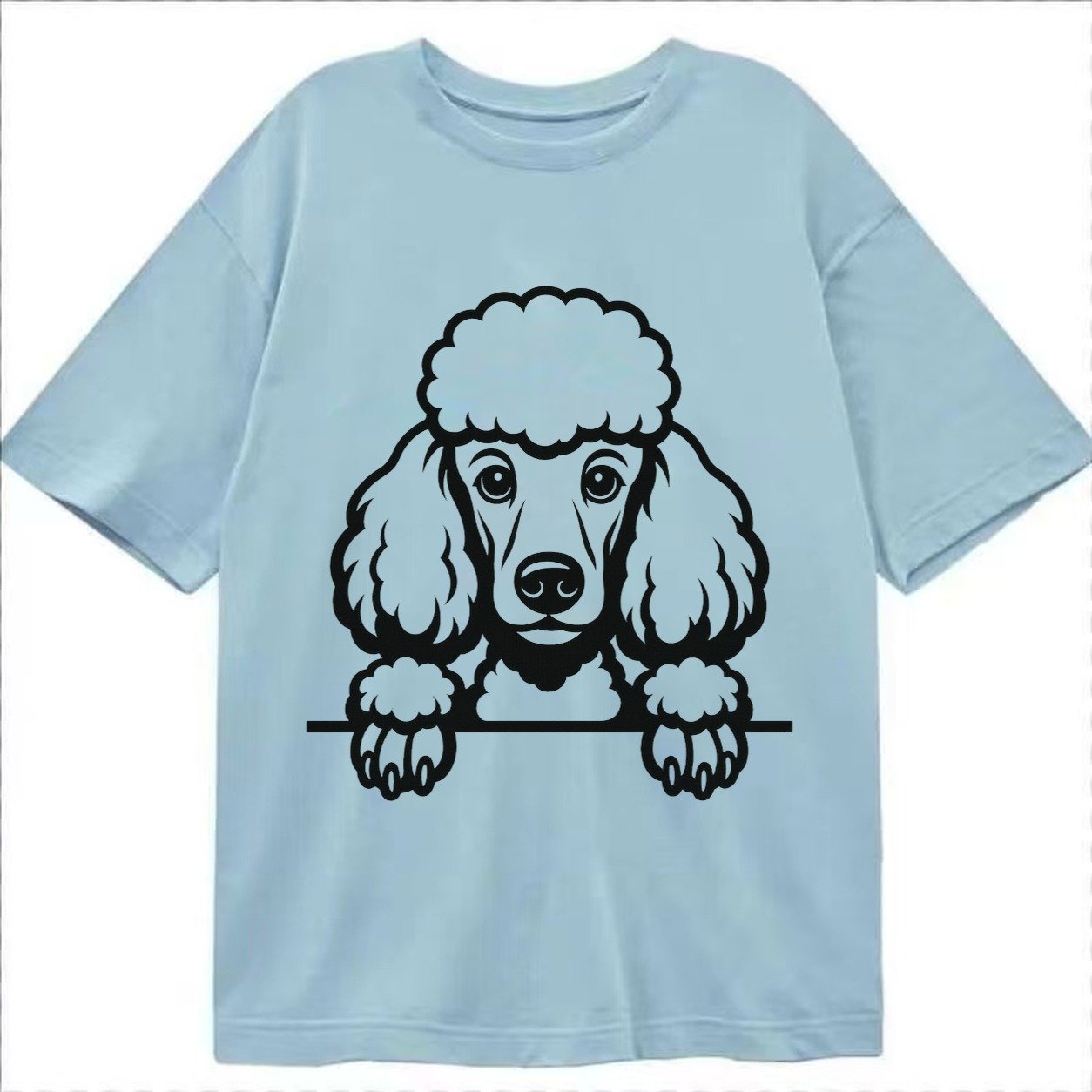 Standard Poodle Elaborate Grooming Pompoms On Paws Intellige Classic T-shirt – Light Blue