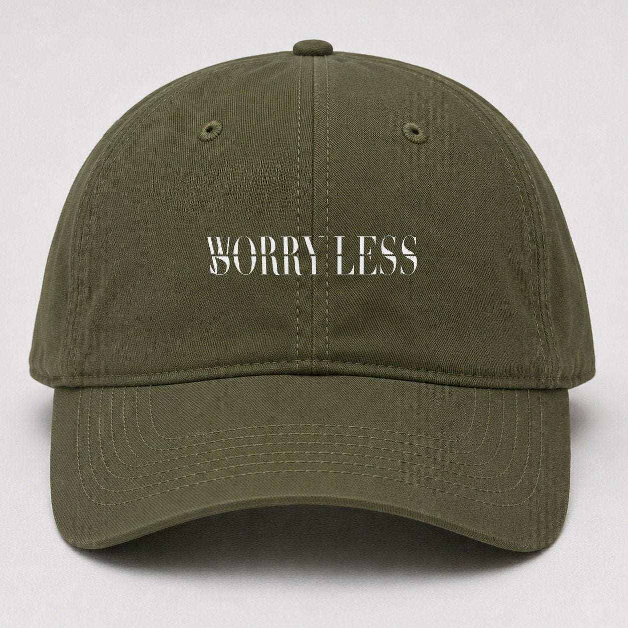 Worry Less Sorry Less Split Feelings Baseball Cap – Army Green