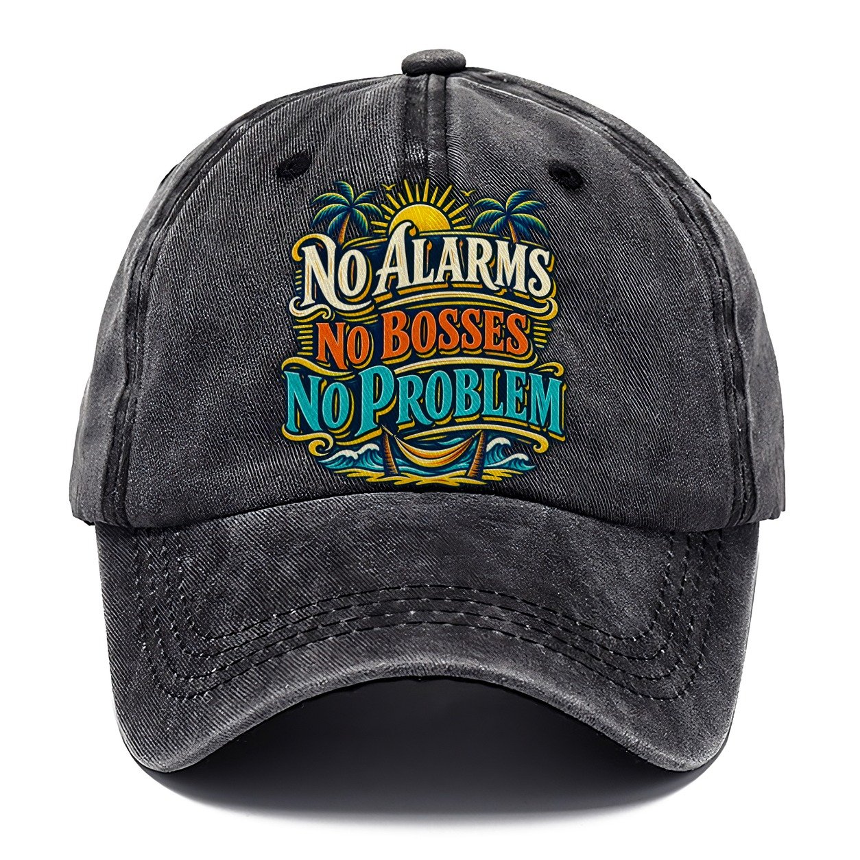 No Alarms No Bosses No Problem Retired Living Classic Cap – Graphite