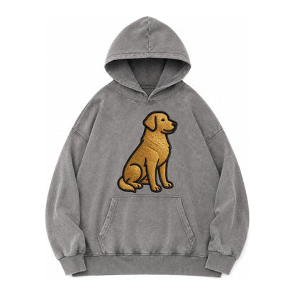 Golden Retriever Contemporary Geometri Vintage Washed Hoodie – Grey