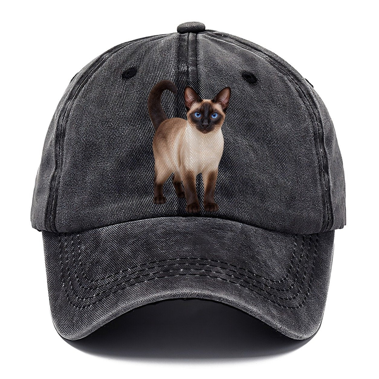 Siamese Standing Three Quarter Realistic Cat Portrait Classic Cap – Graphite