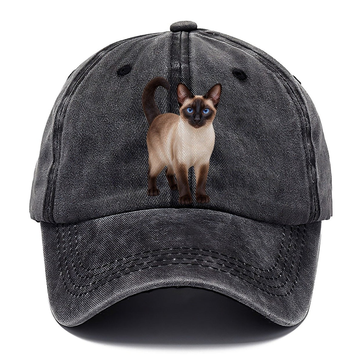 Siamese Standing Three Quarter Realistic Cat Portrait Classic Cap – Graphite
