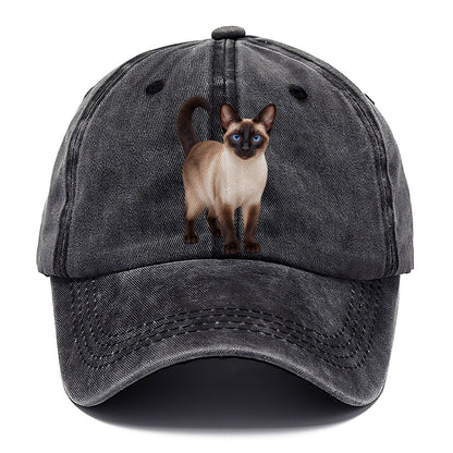 Siamese Standing Three Quarter Realistic Cat Portrait Classic Cap – Graphite