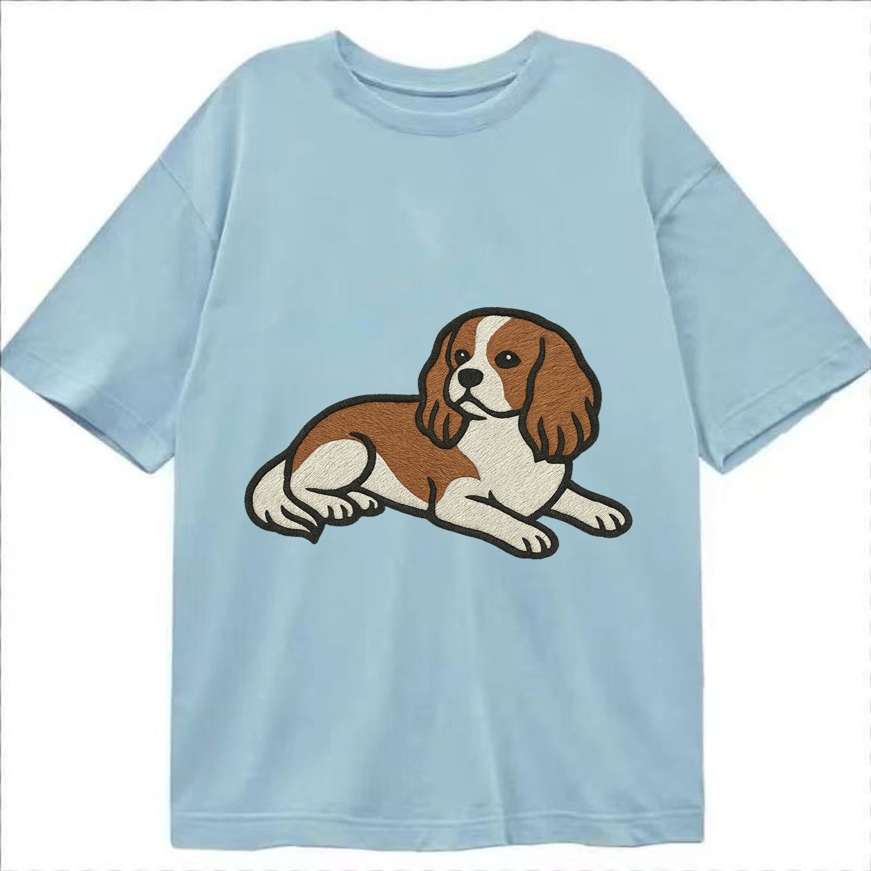 Cavalier King Charles Spaniel Blenheim Relaxed Lying Down Wi Classic T-shirt – Light Blue