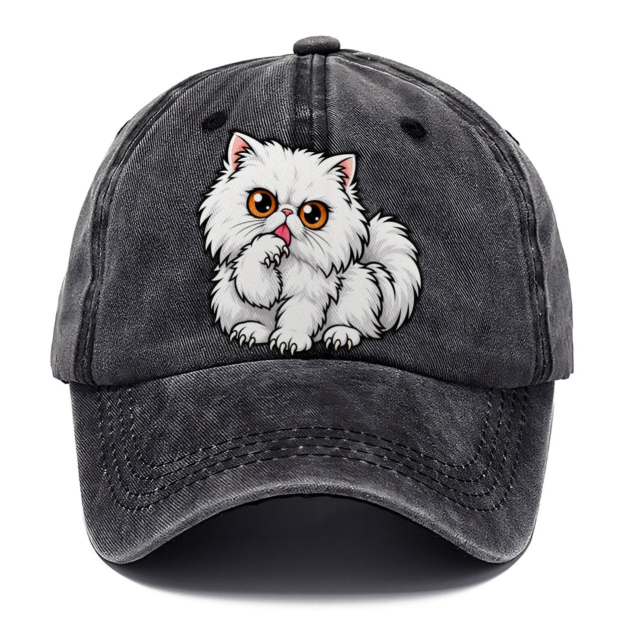 White Persian Grooming Peeking Cats Classic Cap – Graphite