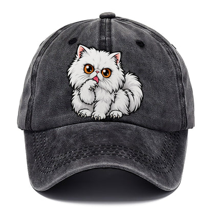 White Persian Grooming Peeking Cats Classic Cap – Graphite