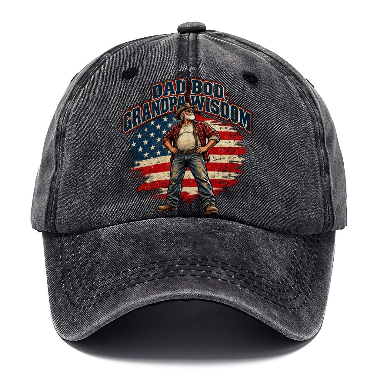 Dad Bod Grandpa Wisdom Old Man Strong Classic Cap – Graphite