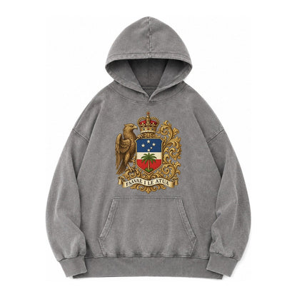 South Africa Springbok Emblem Springbok With Protea Green Go Vintage Washed Hoodie – Grey