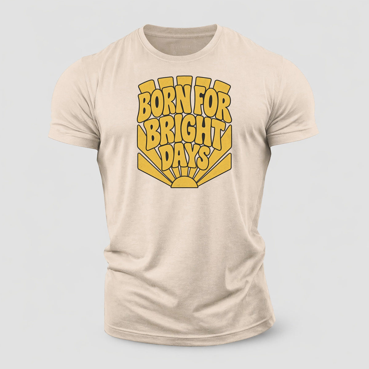 Born For Bright Days Sunburst Sayings Cotton T-Shirt – Sand