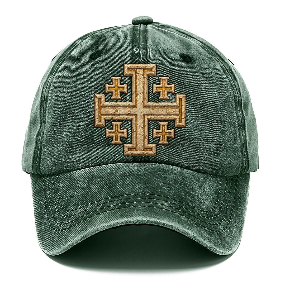 Jerusalem Cross Carved Stone Fan Favorites Classic Cap – Forest Mist