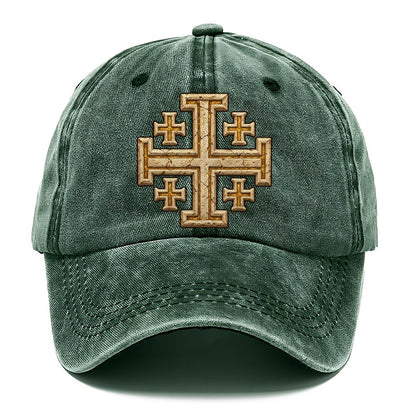 Jerusalem Cross Carved Stone Fan Favorites Classic Cap – Forest Mist