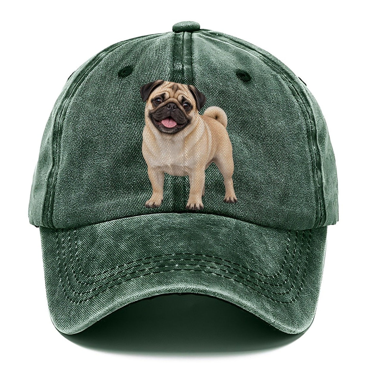 Pug Standing Top Breeds Classic Cap – Forest Mist