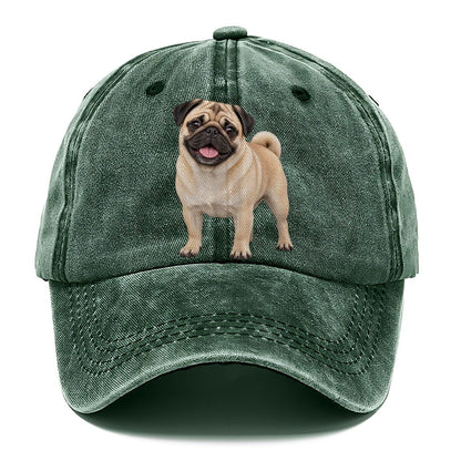 Pug Standing Top Breeds Classic Cap – Forest Mist