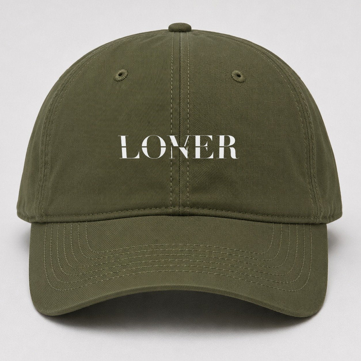 Lover Loner Split Feelings Baseball Cap – Army Green