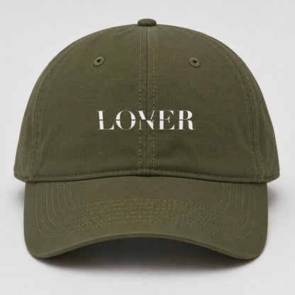 Lover Loner Split Feelings Baseball Cap – Army Green