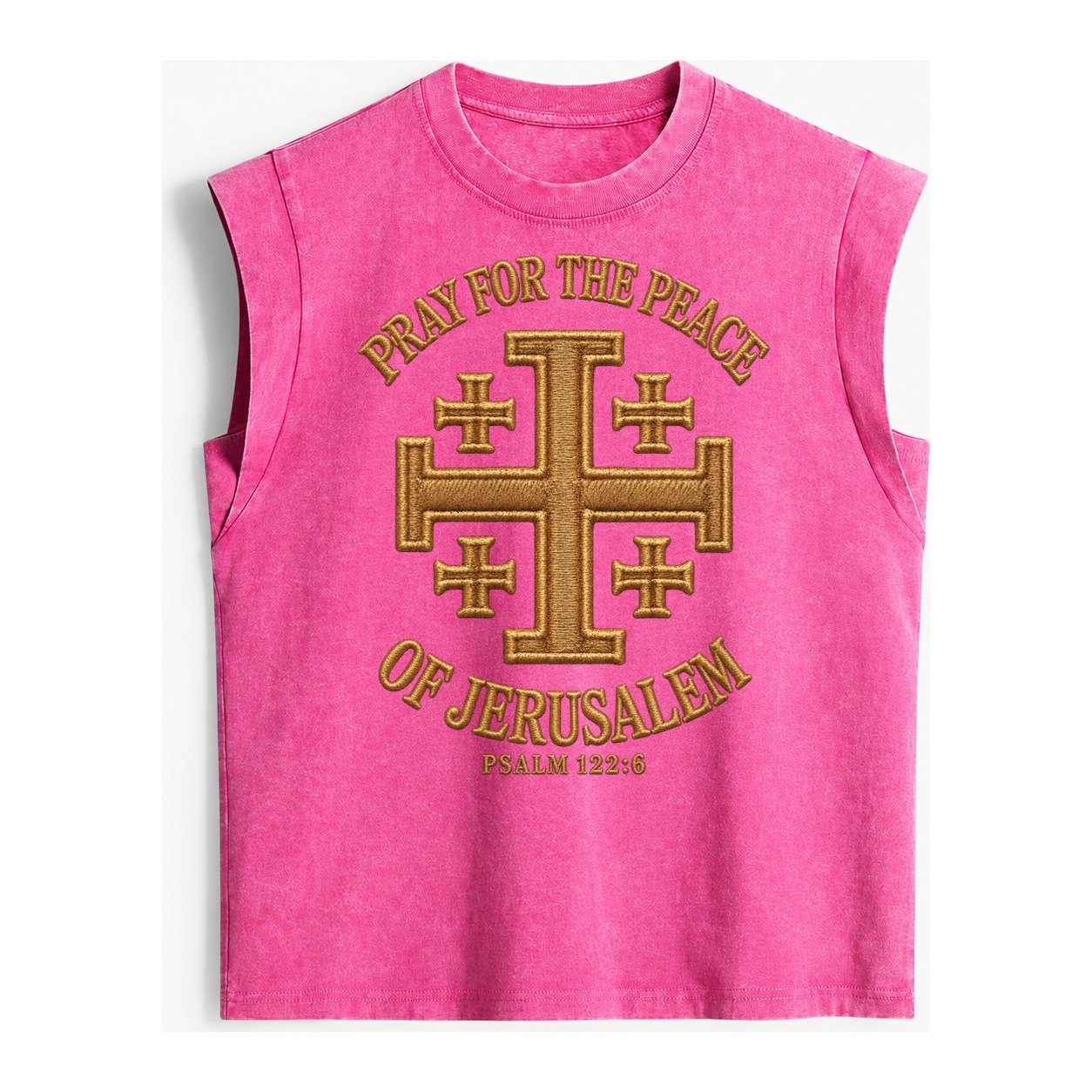 Jerusalem Cross Vintage Washed Tank – Pink