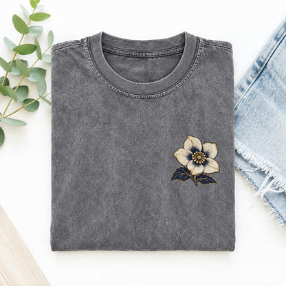 Hellebore Winter Cup Left Chest Vintage T-shirt – Grey