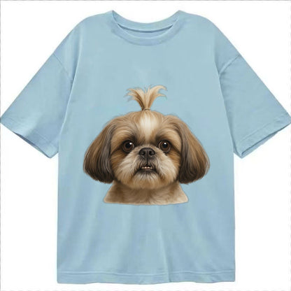 Shih Tzu Underbite Large Eyes Hair In Topknot Imperial Beari Classic T-shirt – Light Blue